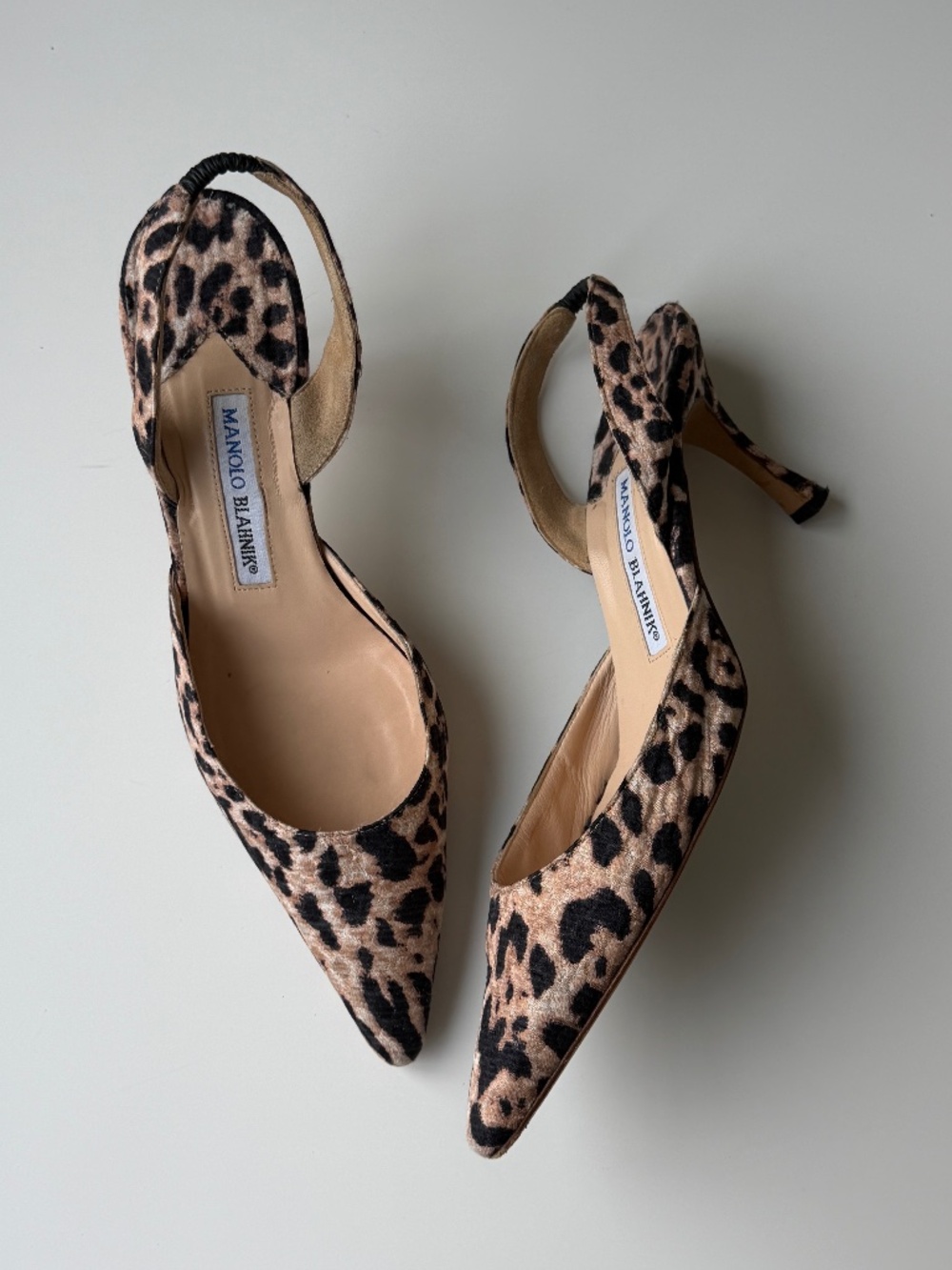 Vintage Manolo Blahnik Leopard Jacquard Carolyne Slingback, IT 39, US 8–8,5